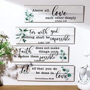 Accents | New 4 Pieces Bible Verses Wall Decor Rustic Christian ...